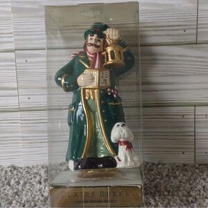 Claire Burke Ceramic Incense Burner Caroler with Lantern Top Hat & Dog 6in NIB